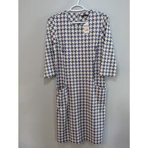 NWT $225 J.Mclaughlin Catalyst Blue Cream Sherlock Dress Women's M